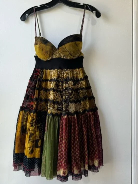 Jean Paul Gaultier Multicolor Patchwork Mini Dress - Yellow, Green, Red, Black - Picture 3 of 8